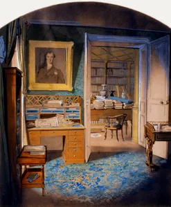 Anonyme, Paris, rue de la Ville l'Évêque, bureau de François Guizot, aquarelle, collection particulière. Cliché François Louchet.